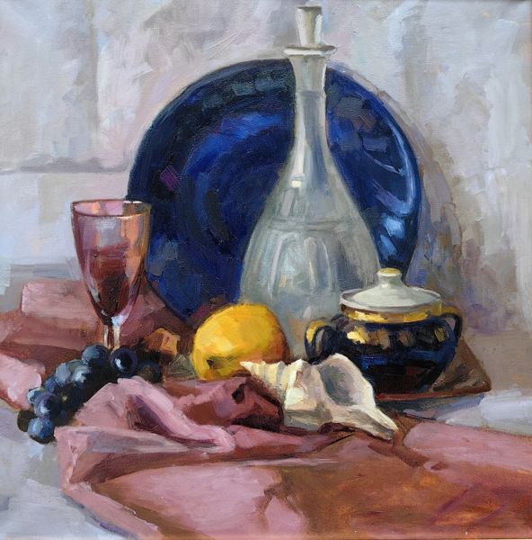 "Натюрморт с ракушкой" — Холст, масло, 50х50 · картина маслом, Елена Исаева, Тольятти